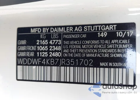 2018 Mercedes-Benz C 300 4Matic из США, поврежденный, VIN WDDWF4KB7JR351702